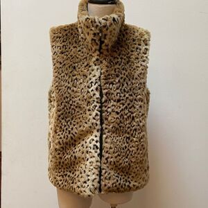Leopard Print Faux Fur Vest Reversible